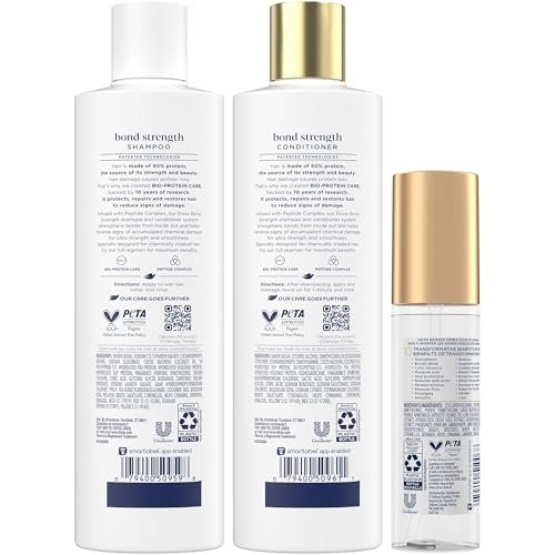 Dove Bond Strength Shampoo & Conditioner Set + Hair Serum Bundle – Repair Treatment for Damaged and Frizzy Hair (3 Piece Set) Avelisse
