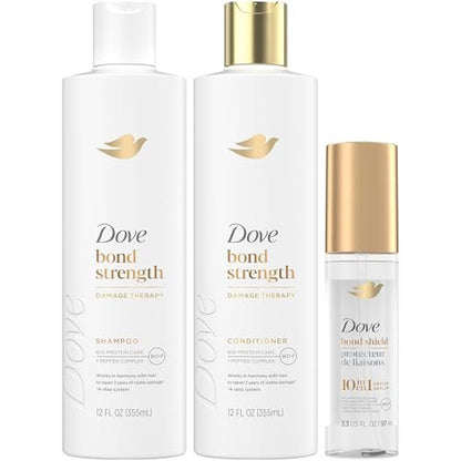 Dove Bond Strength Shampoo & Conditioner Set + Hair Serum Bundle – Repair Treatment for Damaged and Frizzy Hair (3 Piece Set) Avelisse