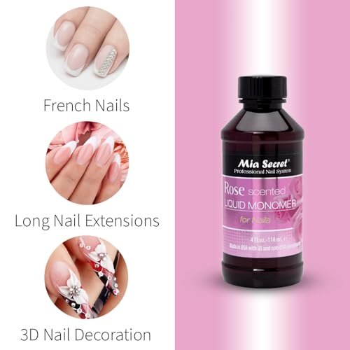 Mia Secret Rose Scented Liquid Monomer 4 oz. – Premium Acrylic Nail Liquid for Flawless Applications Avelisse