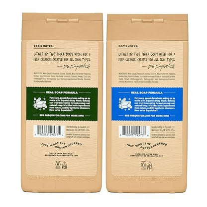 Dr. Squatch Men's Body Wash 2-Pack: Pine Tar & Fresh Falls – Natural Ingredients, No Parabens, Sulfates, or Phthalates, 14 oz Each Avelisse