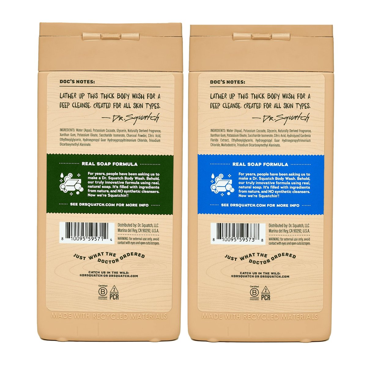 Dr. Squatch Men's Body Wash 2-Pack: Pine Tar & Fresh Falls – Natural Ingredients, No Parabens, Sulfates, or Phthalates, 14 oz Each Avelisse