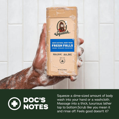 Dr. Squatch Men's Body Wash 2-Pack: Pine Tar & Fresh Falls – Natural Ingredients, No Parabens, Sulfates, or Phthalates, 14 oz Each Avelisse