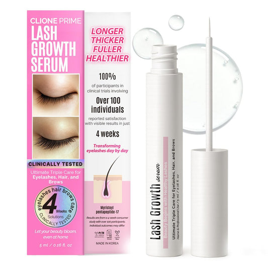 CLIONE PRIME Korean Eyelash Growth Serum - Prostaglandin Free Natural Lash & Brow Enhancer for Thickening, Lengthening, Nourishing - After Care for Lash Lift & Brow Lamination