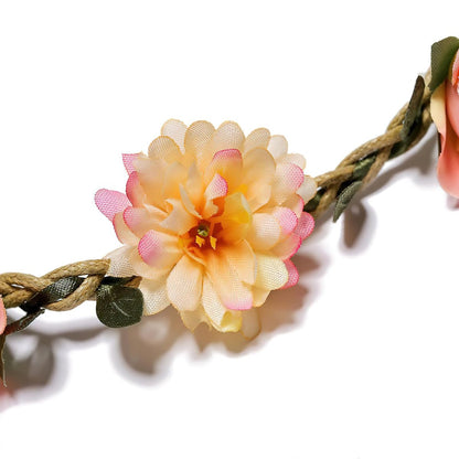 Ylapagne Crown Headbands for Girls & Women - 6 Pack Pink Floral Hair Accessories for Weddings, Bridesmaids, Flower Girls, Tea Party, Bavarian Festival, Boho