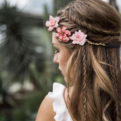 Ylapagne Crown Headbands for Girls & Women - 6 Pack Pink Floral Hair Accessories for Weddings, Bridesmaids, Flower Girls, Tea Party, Bavarian Festival, Boho