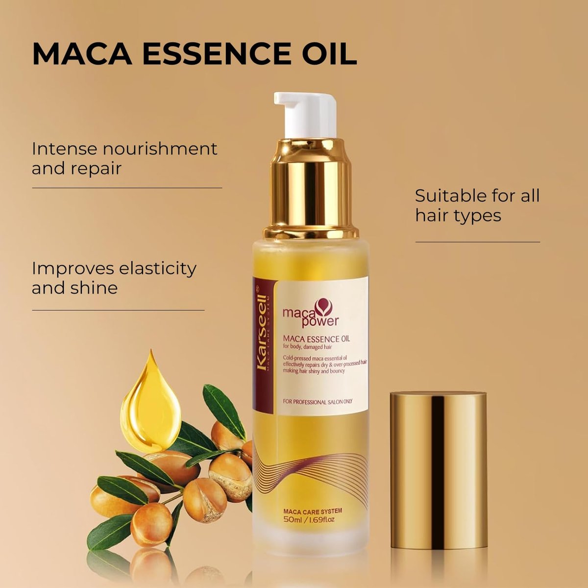 Karseell Collagen Hair Mask & Argan Oil Set - Deep Conditioning Treatment for Dry, Damaged Hair, 16.9 fl oz + 1.69 fl oz Avelisse