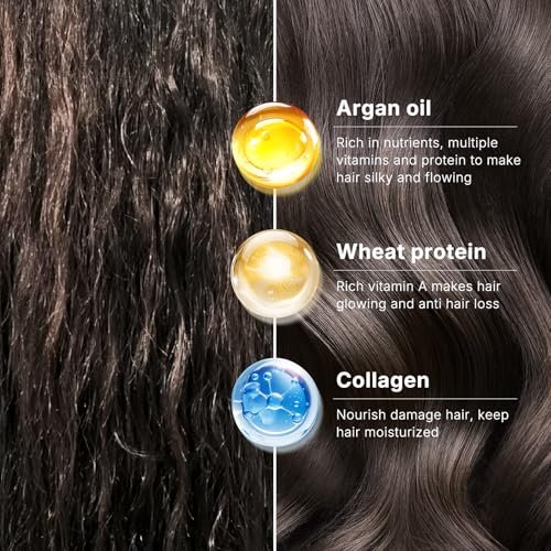 Karseell Collagen Hair Mask & Argan Oil Set - Deep Conditioning Treatment for Dry, Damaged Hair, 16.9 fl oz + 1.69 fl oz Avelisse