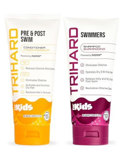 TRIHARD Kids Chlorine Defense Shampoo and Conditioner Set – Tear-Free Swim Hair Care for Children, Pre & Post Swim Protection, 400ml Avelisse