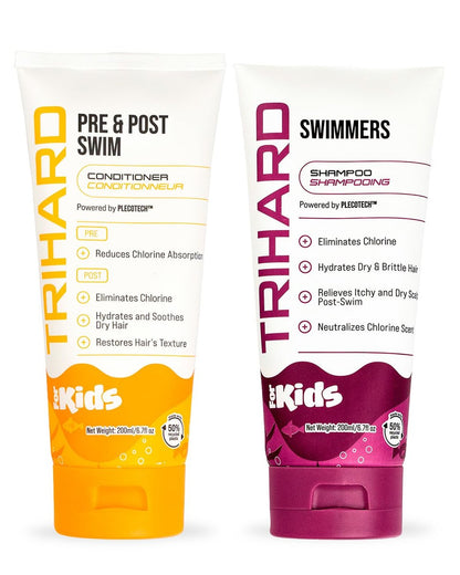 TRIHARD Kids Chlorine Defense Shampoo and Conditioner Set – Tear-Free Swim Hair Care for Children, Pre & Post Swim Protection, 400ml Avelisse