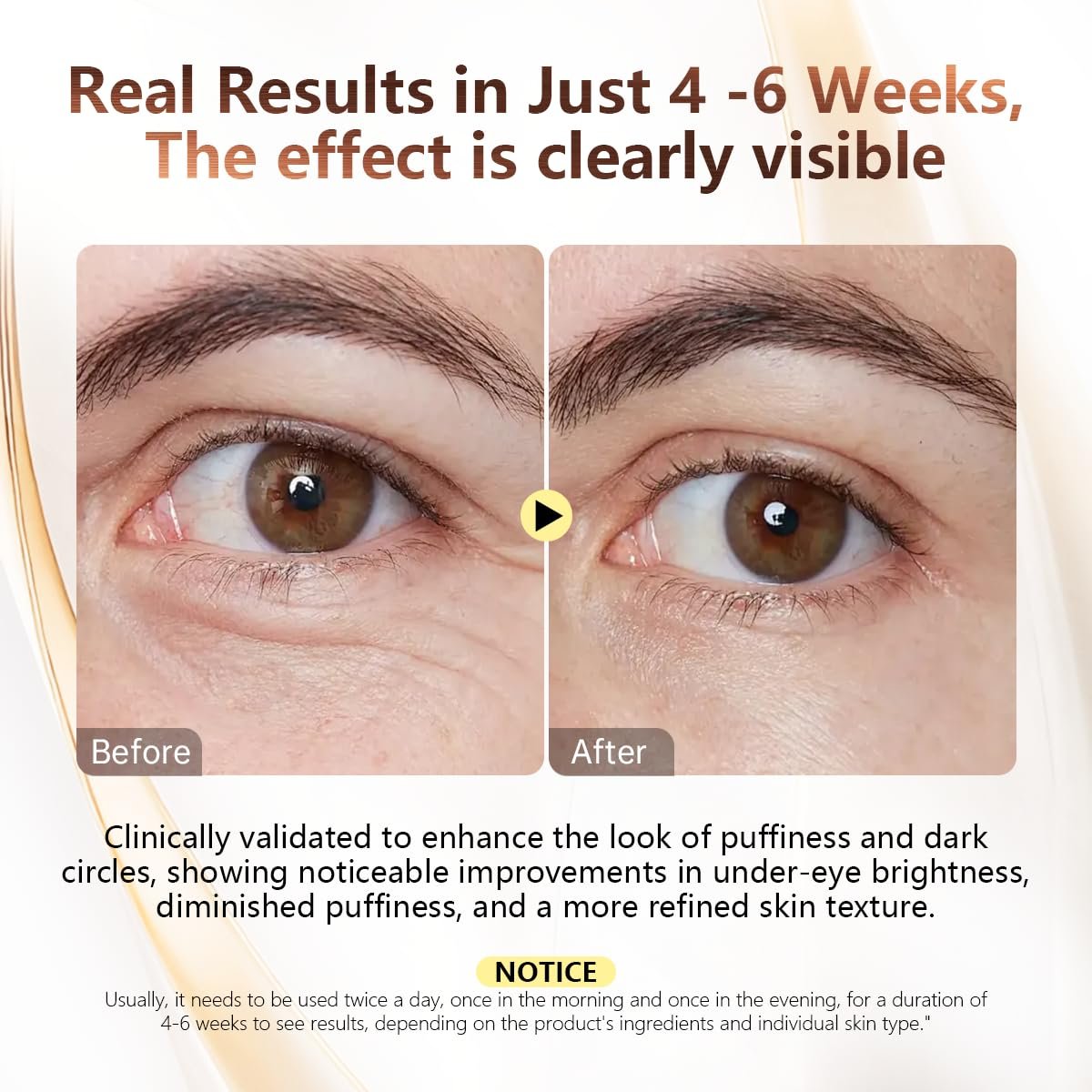 COSMOO Snail Peptide Under Eye Cream - Dark Circles, Puffiness, Wrinkles & Fine Lines Treatment with Snail Mucin & Niacinamide - Korean Skin Care Formula Avelisse