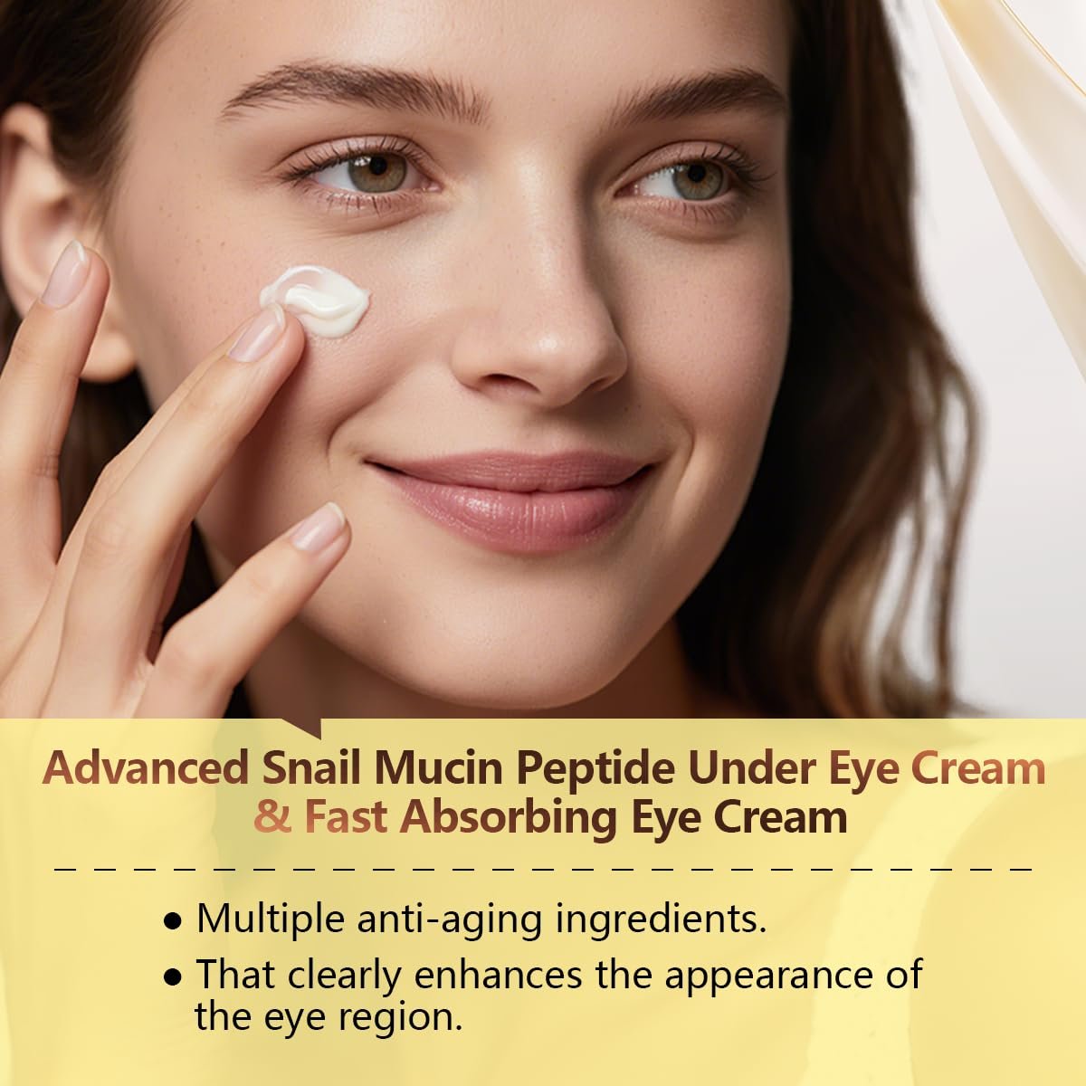 COSMOO Snail Peptide Under Eye Cream - Dark Circles, Puffiness, Wrinkles & Fine Lines Treatment with Snail Mucin & Niacinamide - Korean Skin Care Formula Avelisse