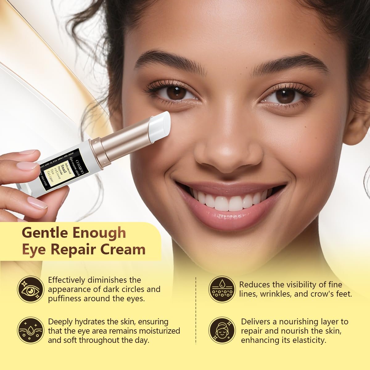 COSMOO Snail Peptide Under Eye Cream - Dark Circles, Puffiness, Wrinkles & Fine Lines Treatment with Snail Mucin & Niacinamide - Korean Skin Care Formula Avelisse