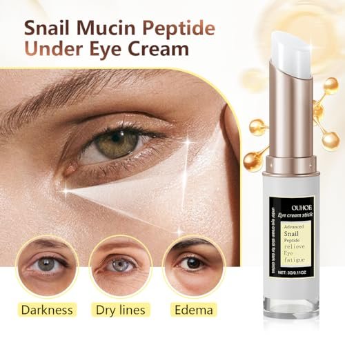 COSMOO Snail Peptide Under Eye Cream - Dark Circles, Puffiness, Wrinkles & Fine Lines Treatment with Snail Mucin & Niacinamide - Korean Skin Care Formula Avelisse