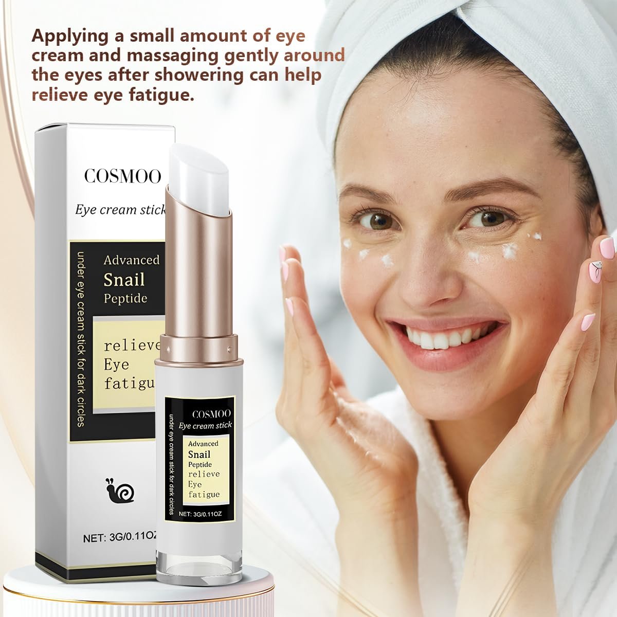 COSMOO Snail Peptide Under Eye Cream - Dark Circles, Puffiness, Wrinkles & Fine Lines Treatment with Snail Mucin & Niacinamide - Korean Skin Care Formula Avelisse