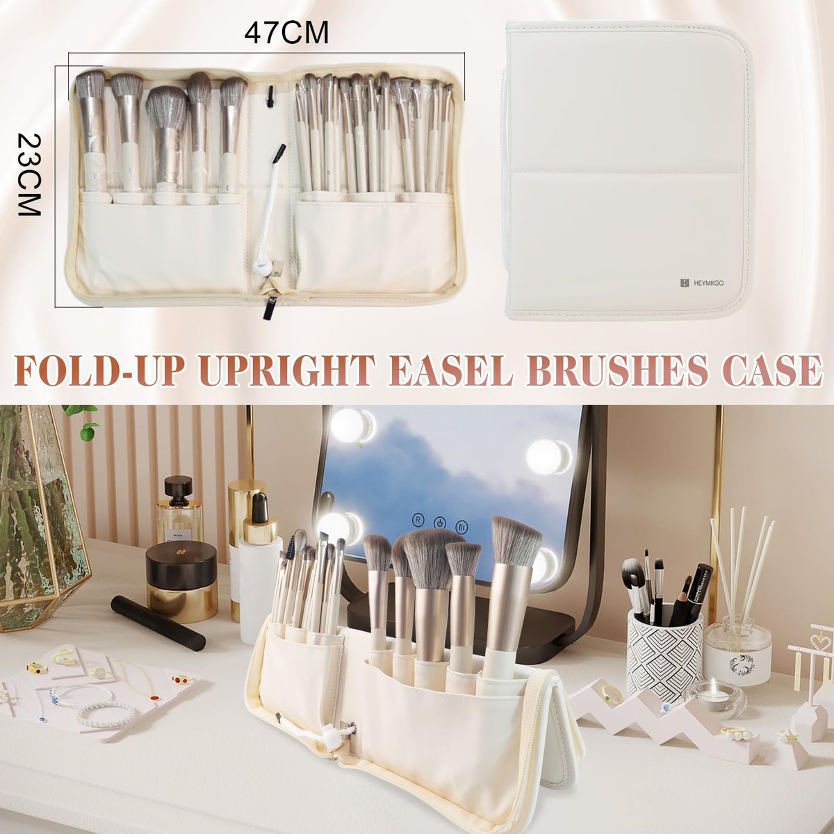 HEYMKGO 22-Piece Professional Makeup Brush Set – Premium Synthetic Foundation, Concealer, Contour & Eyeshadow Brushes with Case, Makeup Remover Pads & Puffs - görsel 11