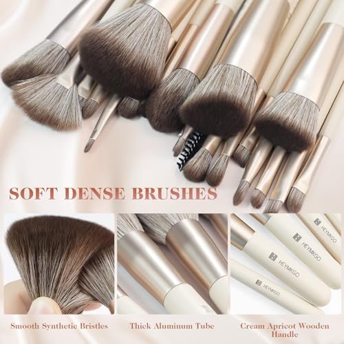 HEYMKGO 22-Piece Professional Makeup Brush Set – Premium Synthetic Foundation, Concealer, Contour & Eyeshadow Brushes with Case, Makeup Remover Pads & Puffs - görsel 6