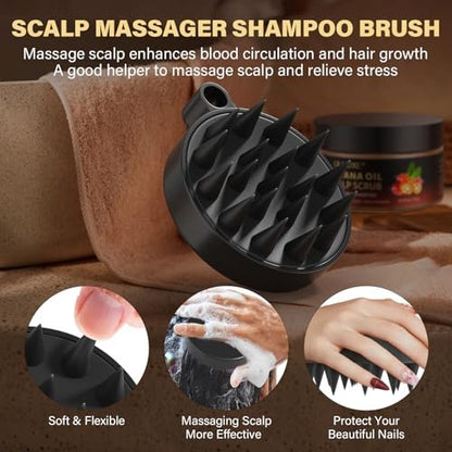 Scalp Scrub with Batana Oil & Rosemary Mint – 2-in-1 Clarifying Shampoo & Exfoliator for Itchy, Oily Scalp, Removes Build Up & Dandruff, Includes Scalp Massager, 10.93 oz Avelisse