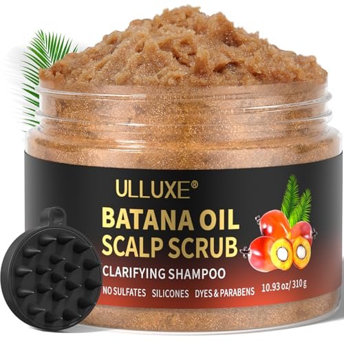Scalp Scrub with Batana Oil & Rosemary Mint – 2-in-1 Clarifying Shampoo & Exfoliator for Itchy, Oily Scalp, Removes Build Up & Dandruff, Includes Scalp Massager, 10.93 oz Avelisse