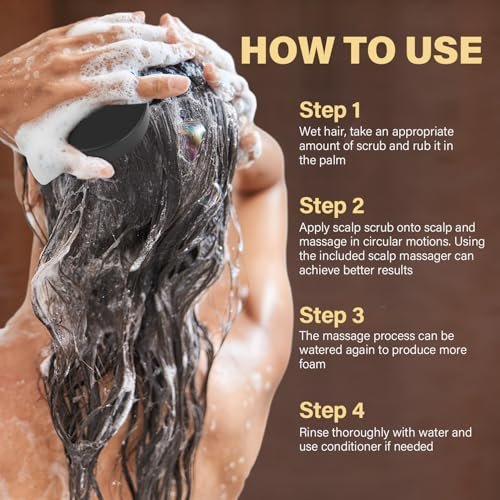 Scalp Scrub with Batana Oil & Rosemary Mint – 2-in-1 Clarifying Shampoo & Exfoliator for Itchy, Oily Scalp, Removes Build Up & Dandruff, Includes Scalp Massager, 10.93 oz Avelisse
