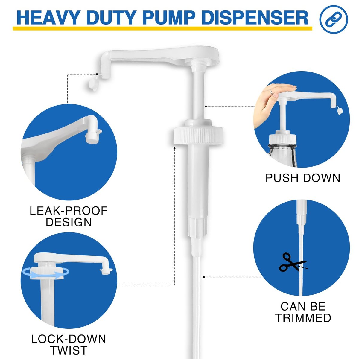 2 Pack Leak Proof Gallon Jug Pump Dispenser - 38-400 Pump for Gallon Jug, 7.5cc Per Pump for Shampoo, Lotion, Laundry Containers (White) - görsel 3