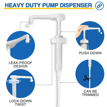 2 Pack Leak Proof Gallon Jug Pump Dispenser - 38-400 Pump for Gallon Jug, 7.5cc Per Pump for Shampoo, Lotion, Laundry Containers (White)