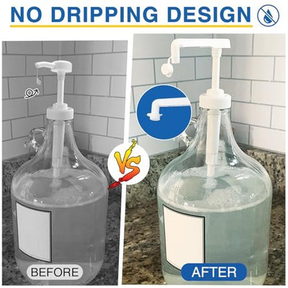 2 Pack Leak Proof Gallon Jug Pump Dispenser - 38-400 Pump for Gallon Jug, 7.5cc Per Pump for Shampoo, Lotion, Laundry Containers (White)