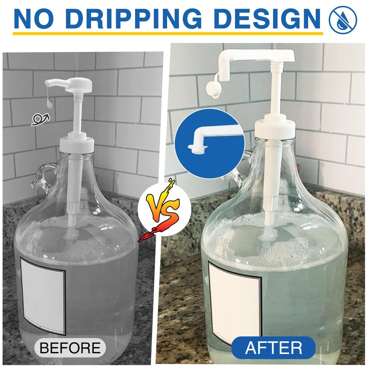 2 Pack Leak Proof Gallon Jug Pump Dispenser - 38-400 Pump for Gallon Jug, 7.5cc Per Pump for Shampoo, Lotion, Laundry Containers (White) - görsel 11
