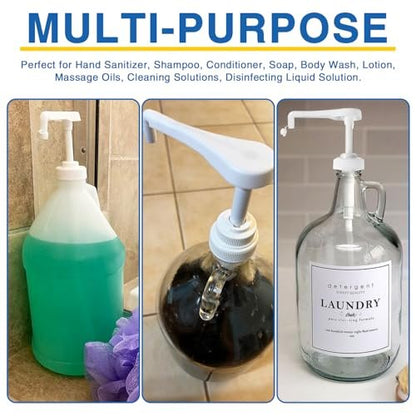 2 Pack Leak Proof Gallon Jug Pump Dispenser - 38-400 Pump for Gallon Jug, 7.5cc Per Pump for Shampoo, Lotion, Laundry Containers (White)