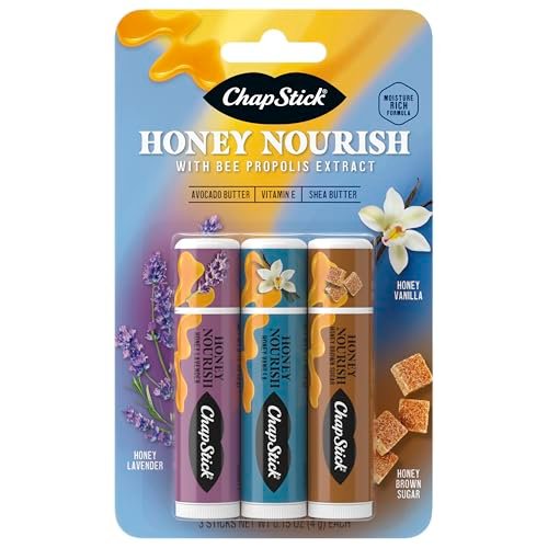 ChapStick Honey Nourish Lip Balm Trio: Lavender, Vanilla, Brown Sugar - Moisturizing with Shea Butter & Avocado Butter - görsel 2
