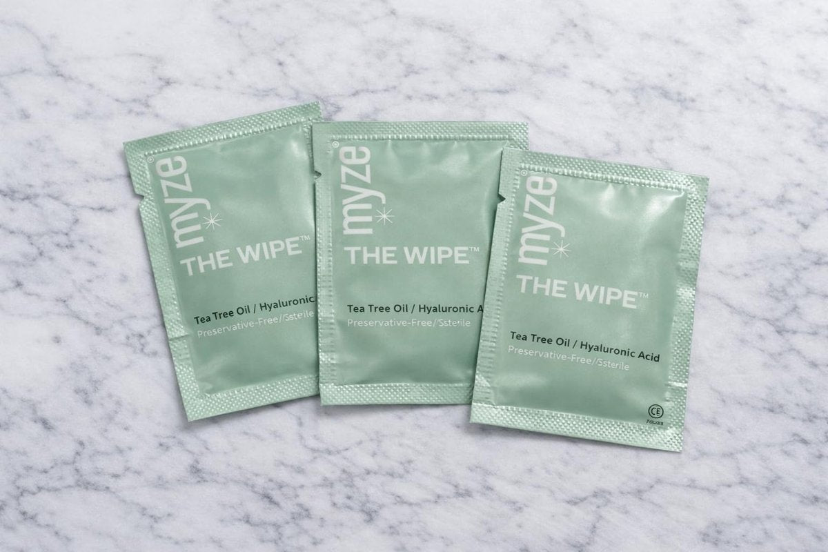 myze The Wipe™ Preservative Free Tea Tree Oil & Hyaluronic Acid Eyelid Wipes for Daily Relief – 30ct Sterile Lid Cleaning Wipes Avelisse