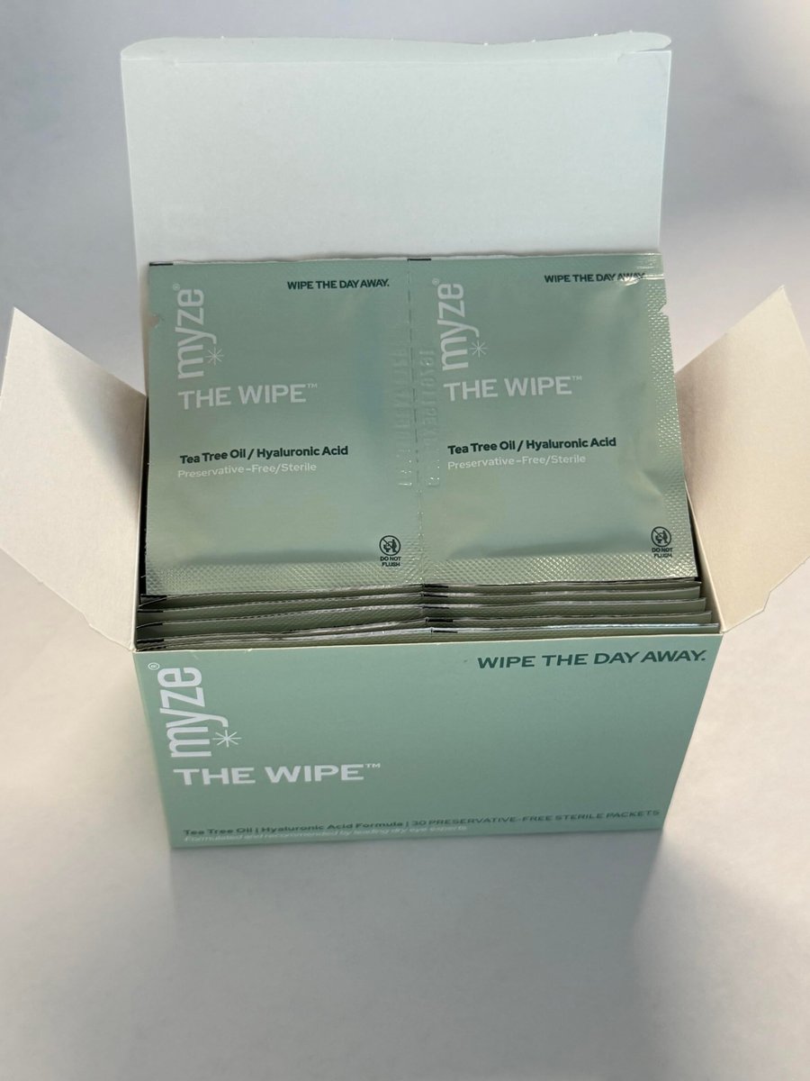 myze The Wipe™ Preservative Free Tea Tree Oil & Hyaluronic Acid Eyelid Wipes for Daily Relief – 30ct Sterile Lid Cleaning Wipes Avelisse
