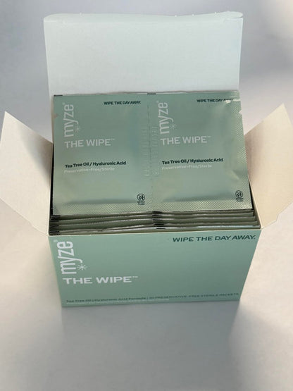 myze The Wipe™ Preservative Free Tea Tree Oil & Hyaluronic Acid Eyelid Wipes for Daily Relief – 30ct Sterile Lid Cleaning Wipes Avelisse