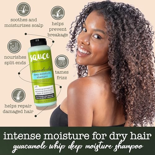 SAUCE BEAUTY Guacamole Whip Shampoo – Deep Moisture & Frizz Control with Shea Butter, Avocado, Argan, Monoi & Coconut Oils for All Hair Types (10.5 Fl Oz) Avelisse
