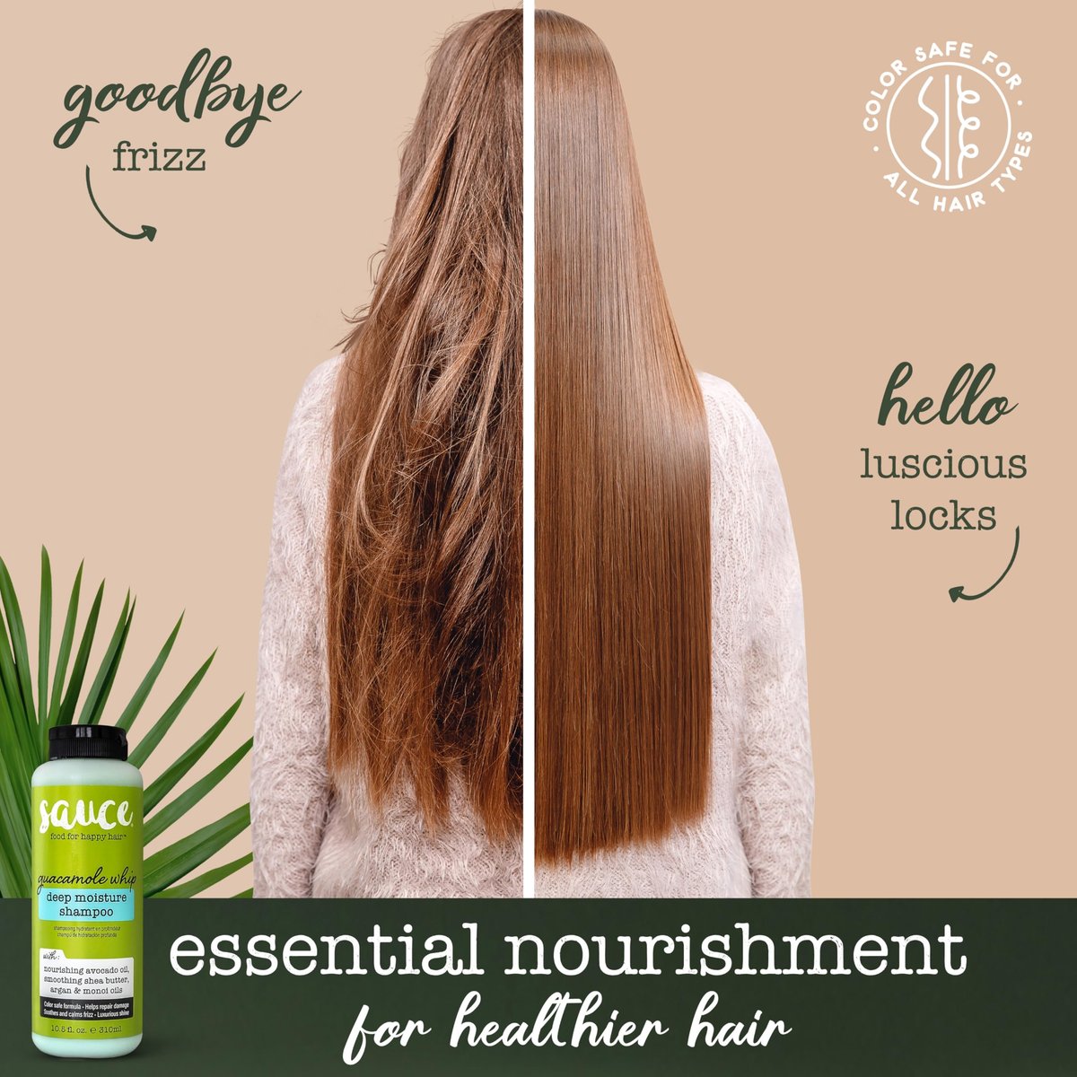 SAUCE BEAUTY Guacamole Whip Shampoo – Deep Moisture & Frizz Control with Shea Butter, Avocado, Argan, Monoi & Coconut Oils for All Hair Types (10.5 Fl Oz) Avelisse