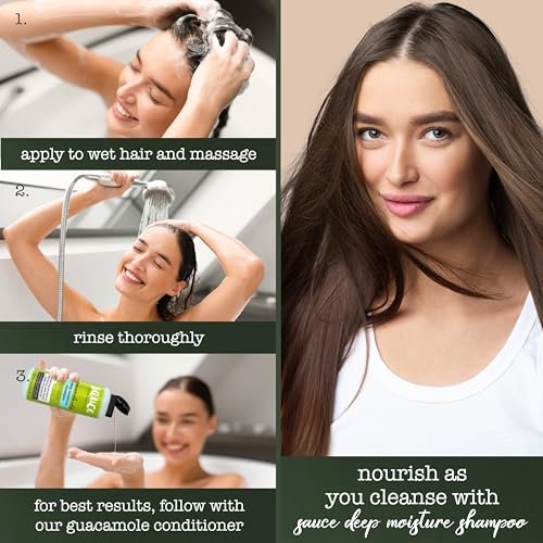 SAUCE BEAUTY Guacamole Whip Shampoo – Deep Moisture & Frizz Control with Shea Butter, Avocado, Argan, Monoi & Coconut Oils for All Hair Types (10.5 Fl Oz) Avelisse