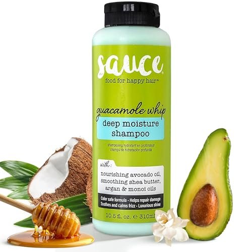 SAUCE BEAUTY Guacamole Whip Shampoo – Deep Moisture & Frizz Control with Shea Butter, Avocado, Argan, Monoi & Coconut Oils for All Hair Types (10.5 Fl Oz) Avelisse