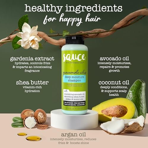 SAUCE BEAUTY Guacamole Whip Shampoo – Deep Moisture & Frizz Control with Shea Butter, Avocado, Argan, Monoi & Coconut Oils for All Hair Types (10.5 Fl Oz) Avelisse