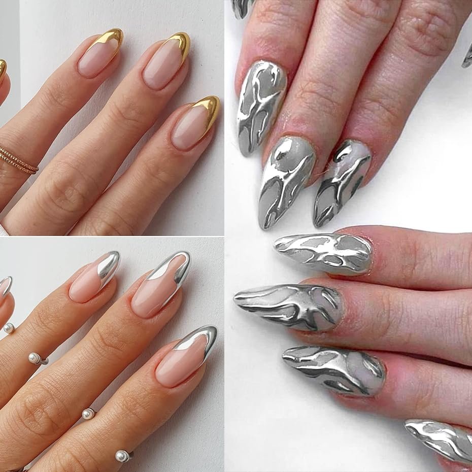 23 Colors Metallic Mirror Chrome Nail Powder Set - Y2K Gold Silver Glitter Pigment for Nail Art Manicure Decorations Avelisse