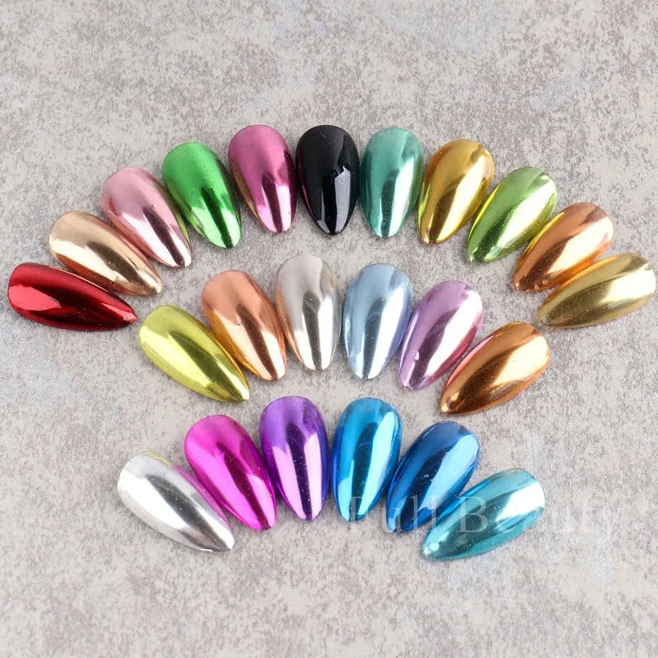 23 Colors Metallic Mirror Chrome Nail Powder Set - Y2K Gold Silver Glitter Pigment for Nail Art Manicure Decorations Avelisse