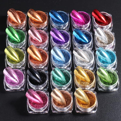 23 Colors Metallic Mirror Chrome Nail Powder Set - Y2K Gold Silver Glitter Pigment for Nail Art Manicure Decorations Avelisse