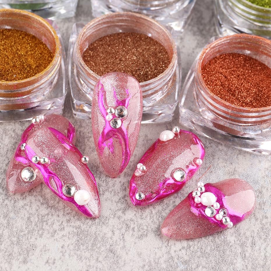 23 Colors Metallic Mirror Chrome Nail Powder Set - Y2K Gold Silver Glitter Pigment for Nail Art Manicure Decorations Avelisse