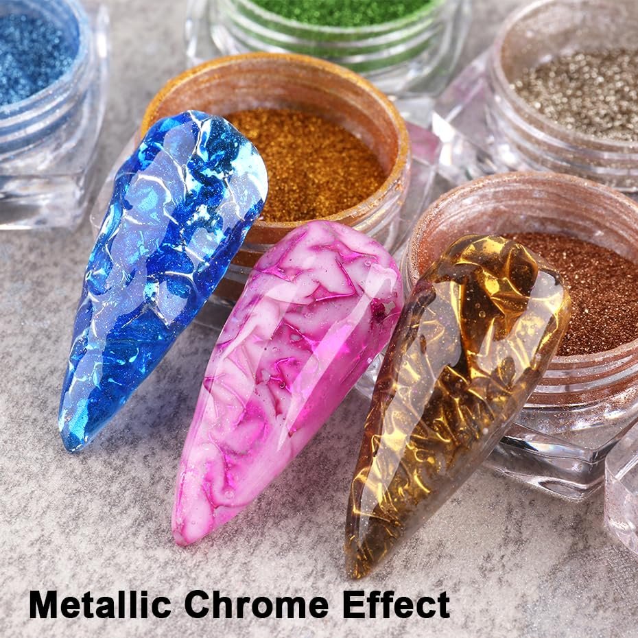 23 Colors Metallic Mirror Chrome Nail Powder Set - Y2K Gold Silver Glitter Pigment for Nail Art Manicure Decorations Avelisse