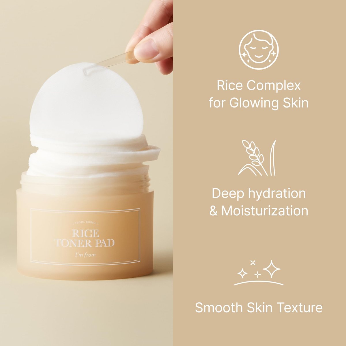 I'm From Rice Toner Pad - 60 Pads | Gentle Exfoliating & Hydrating Toner Pads for Radiant Skin - görsel 3