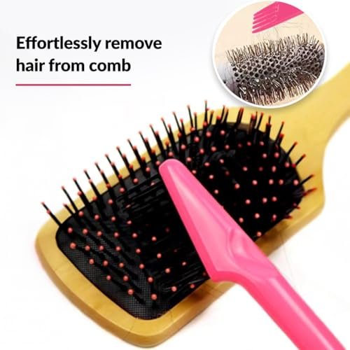 2-in-1 Hair Brush Cleaner Tool – Remove Tangled Hairs & Dust from Hairbrushes – Red Metal Rake for Home & Salon Use - görsel 10