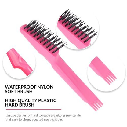 2-in-1 Hair Brush Cleaner Tool – Remove Tangled Hairs & Dust from Hairbrushes – Red Metal Rake for Home & Salon Use