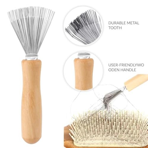 2-in-1 Hair Brush Cleaner Tool – Remove Tangled Hairs & Dust from Hairbrushes – Red Metal Rake for Home & Salon Use - görsel 4