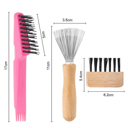 2-in-1 Hair Brush Cleaner Tool – Remove Tangled Hairs & Dust from Hairbrushes – Red Metal Rake for Home & Salon Use