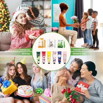 Luxury 6-Piece Lip Balm & Hand Cream Gift Set for Women – Bulk Lip Balms with Organza Bags & Hand Lotion, Perfect for Weddings, Christmas, Teacher Appreciation & Thank You Gifts Avelisse