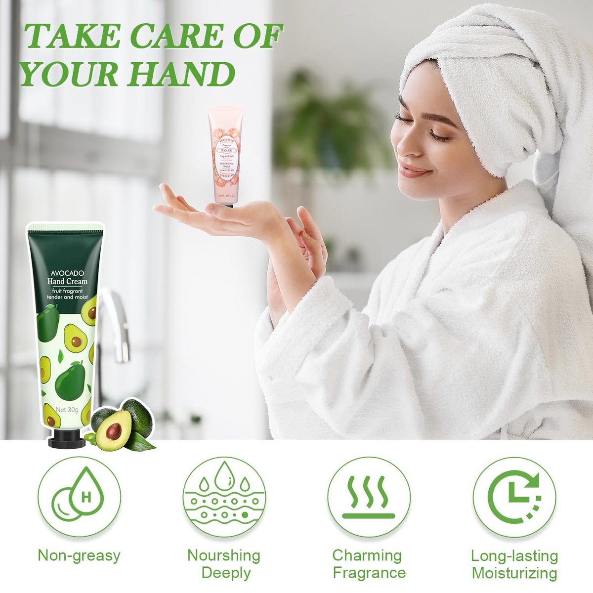 Luxury 6-Piece Lip Balm & Hand Cream Gift Set for Women – Bulk Lip Balms with Organza Bags & Hand Lotion, Perfect for Weddings, Christmas, Teacher Appreciation & Thank You Gifts Avelisse