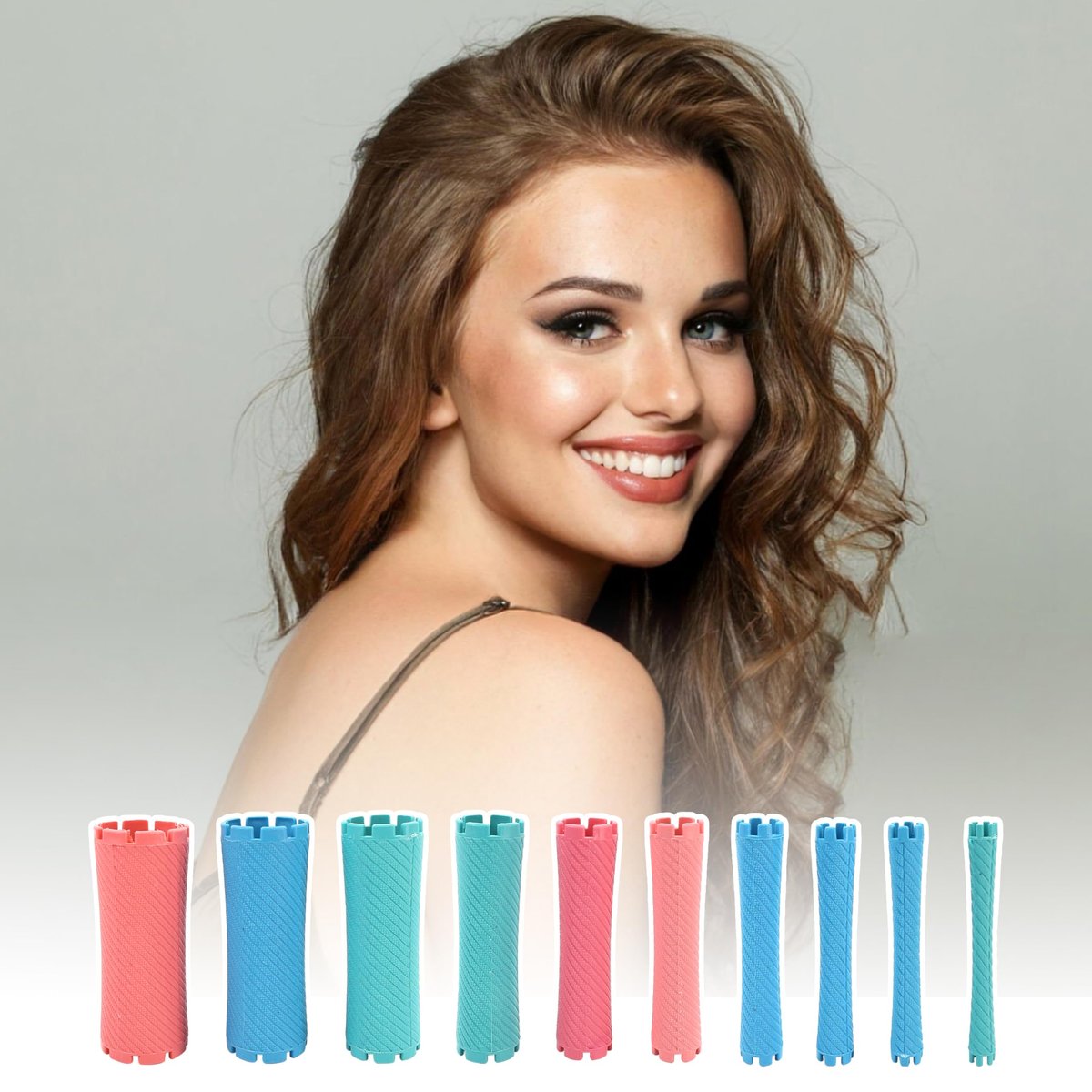 100 Pcs Perm Rods Set for Short & Long Hair - Large Curlers & Rollers for Women and Men - Cold Wave Curling Kit with Multiple Sizes - Hairdressing Tools for Curly, Fluffy, Wavy Styles - görsel 9